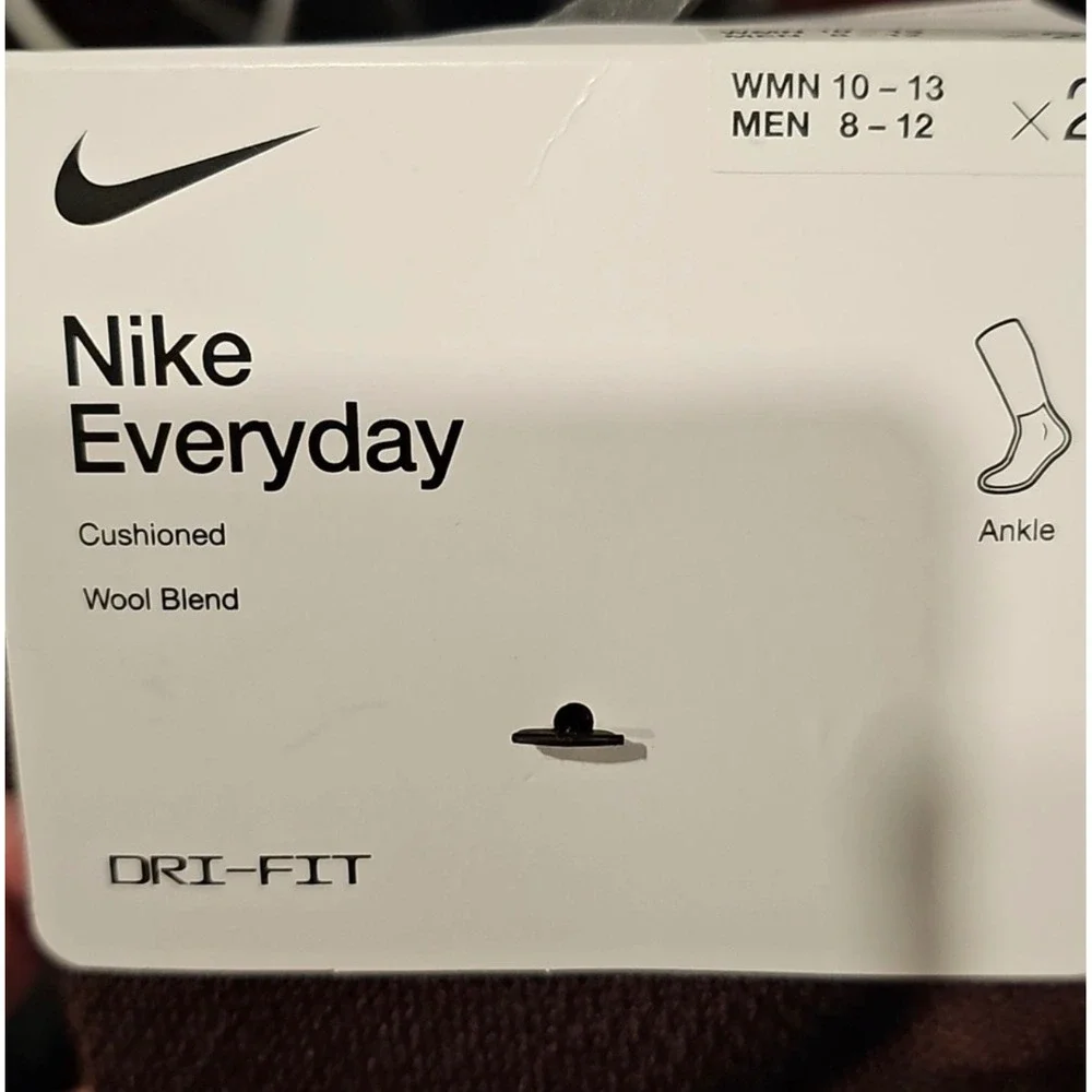 Nike Everyday Wool‎ Blend Ankle Socks 2-Pack Dri-Fit Unisex Brown Beige